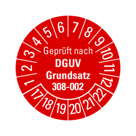 Prfplaketten - Geprft nach DGUV Grundsatz 308-002