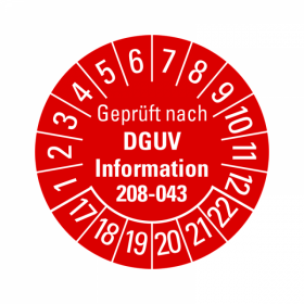 Prfplaketten - Geprft nach DGUV Information 208-043