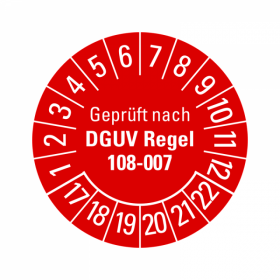 Prfplaketten - Geprft nach DGUV Regel 108-007