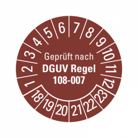 Prfplaketten - Geprft nach DGUV Regel 108-007