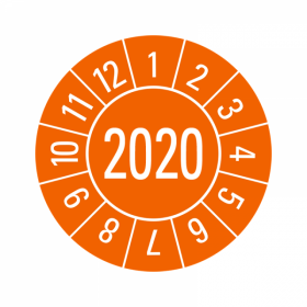 Prfplaketten - Jahreszahl 4-stellig - 30 mm - 2020 - Orange