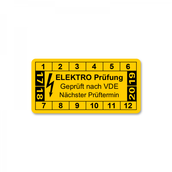 Prfplaketten - ELEKTRO Prfung - Gelb - 51 x 25 mm