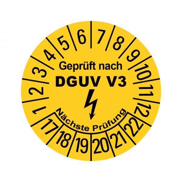 Prfplaketten - Geprft nach DGUV Vorschrift 3 - Elektro - Gelb