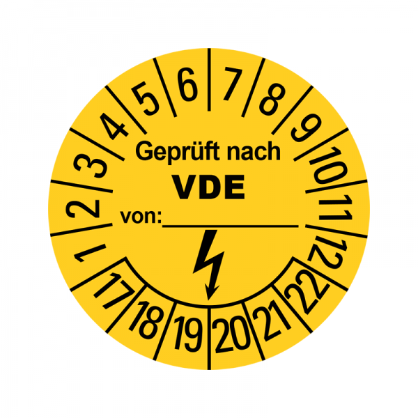 Prfplaketten - Geprft nach VDE - Elektro - Gelb - 30 mm - Geprft nach VDE - 2017-2022