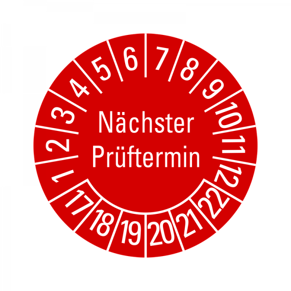 Prfplaketten - Nchster Prftermin - 30 mm - 2017-2022 - Nchster Prftermin - Rot 